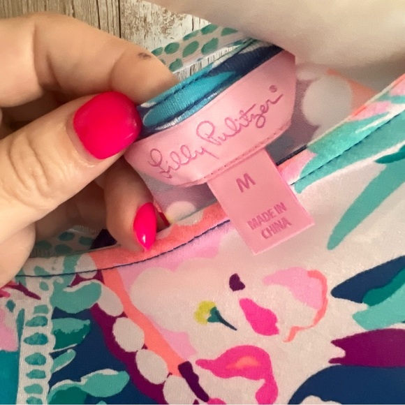 Lilly Pulitzer Ophelia Dress Medium Aqua Seaside Coconut - Picture 3 of 3